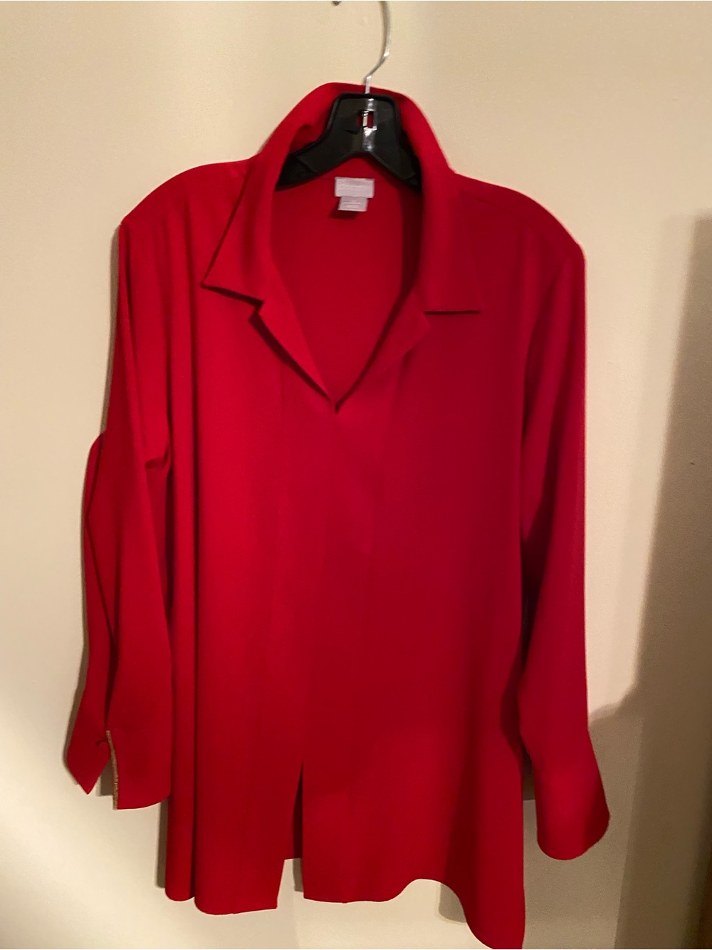 Chico's Bright Red Collared Long-Sleeve Tunic